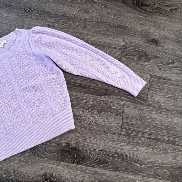 J. Crew Lavender Pointelle Puff Shoulder Sweater - Picture 2 of 7